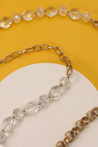 GLASS BEAD LINK CHAIN LONG NECKLACE | 25N404