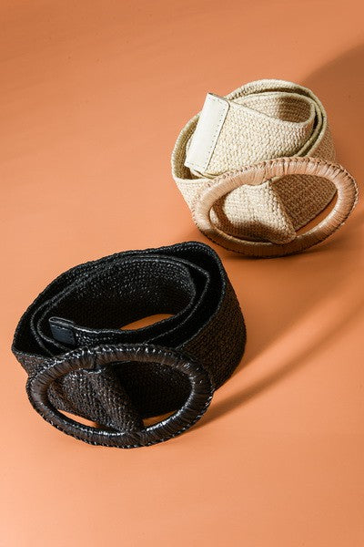 RAFFIA OVAL BUCKLE BELT  | 40BT608