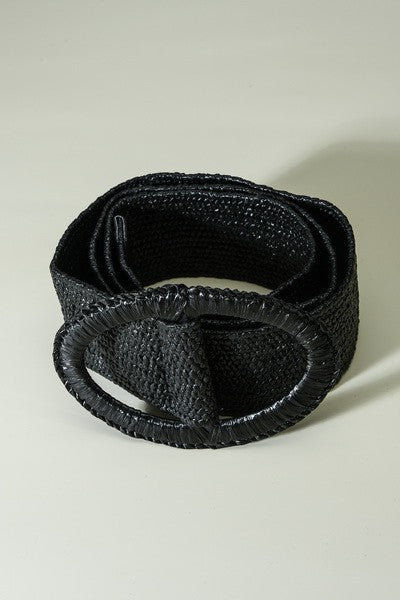 RAFFIA OVAL BUCKLE BELT  | 40BT608