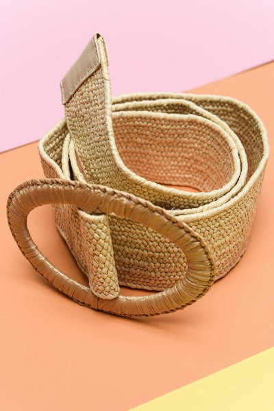 RAFFIA OVAL BUCKLE BELT  | 40BT608