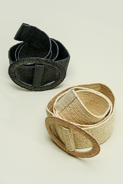 RAFFIA OVAL BUCKLE BELT  | 40BT608