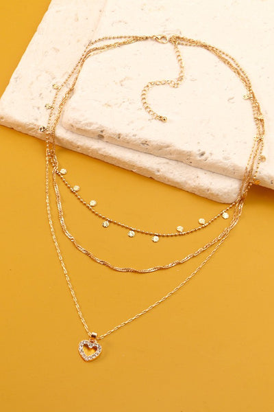 RHINE HEART BALL CHAIN DISC LAYER NECKLACE | 51N2011926