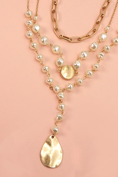 PEARL COIN MULTI LAYER Y NECKLACE | 51N2021127