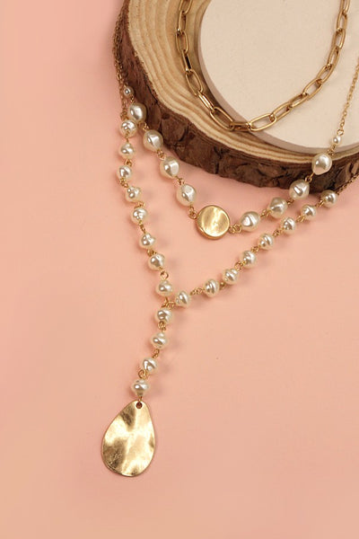 PEARL COIN MULTI LAYER Y NECKLACE | 51N2021127