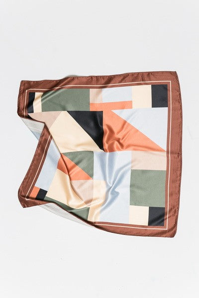 COLOR BLOCK SILKY FEEL BANDANA SCARF | 21SC380BRN