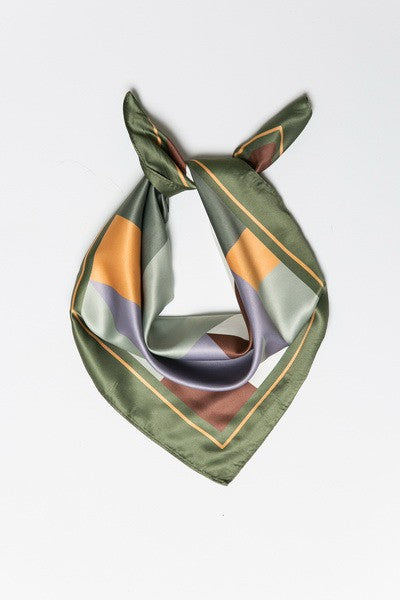 COLOR BLOCK SILKY FEEL BANDANA SCARF | 21SC381