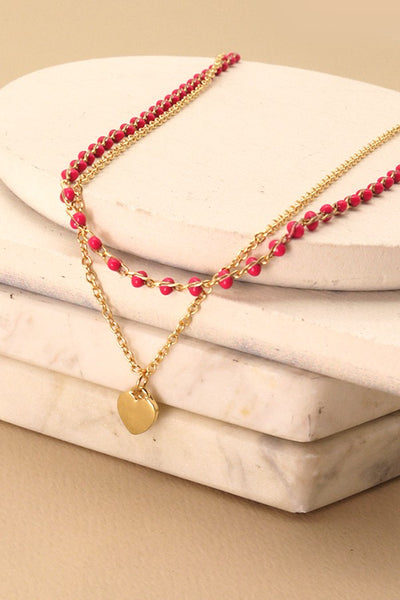 MINI HEART BEADED LAYER NECKLACE | 47N19624