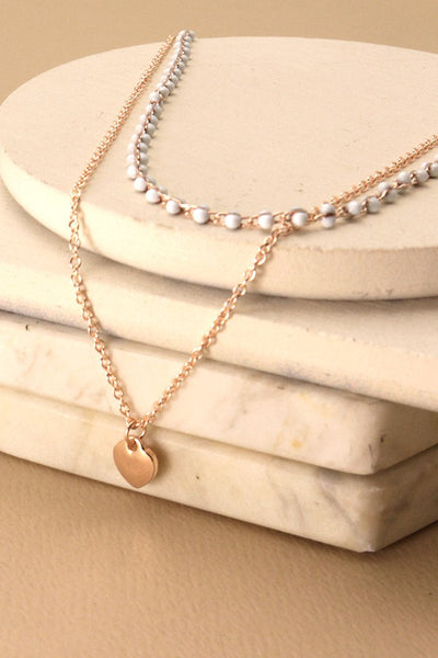 MINI HEART BEADED LAYER NECKLACE | 47N19624