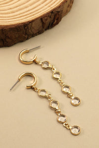 LINEAR CLEAR STONE DROP MINI HOOP EARRINGS | 71E221140