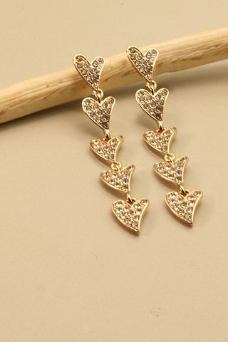 RHINESTONE HEART LINEAR EARRINGS | 31E22537