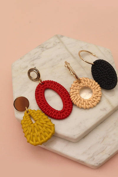 RAFFIA GEO SHAPE DROP EARRINGS | 31E22567