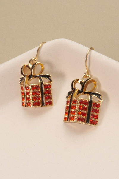 HOLIDAY RHINESTONE GIFT BOX EARRINGS | 31ED2273