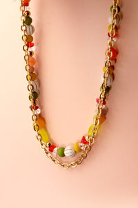 NATURAL MULTI BEADED CHAIN LAYER NECKLACE | 31N22188