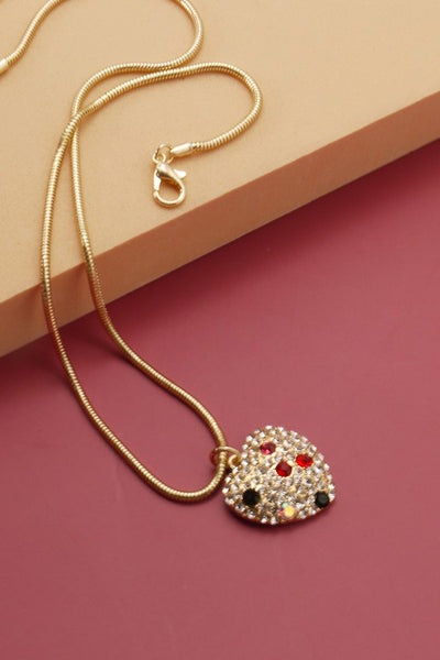 RHINESTONE HEART X-MAS SNAKE CHAIN NECKLACE | 71N0853