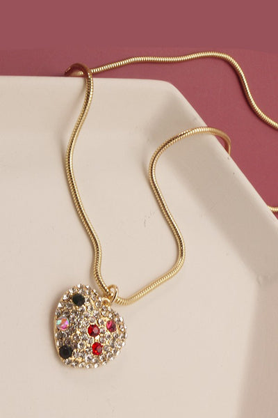 RHINESTONE HEART X-MAS SNAKE CHAIN NECKLACE | 71N0853