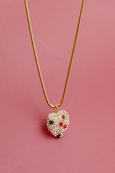 RHINESTONE HEART X-MAS SNAKE CHAIN NECKLACE | 71N0853