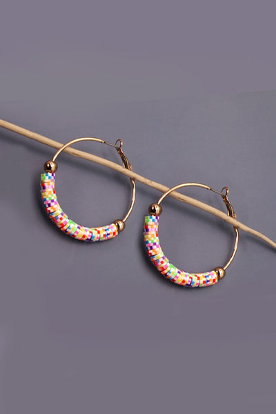 COLORFUL HEISHI CLAY BEADED HOOP EARRINGS | 31E22556