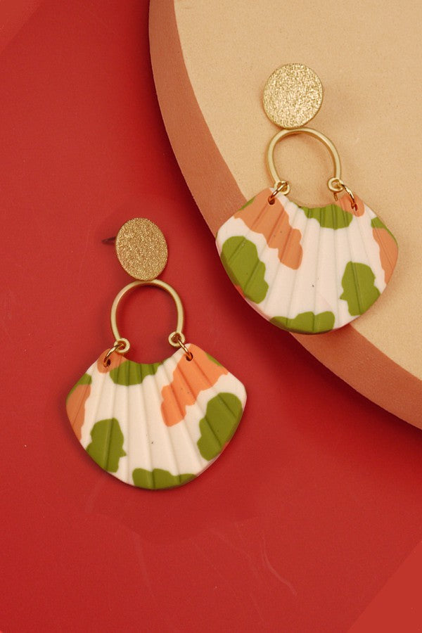 MIXED PRINT DROP POLYMER EARRINGS | 40E227