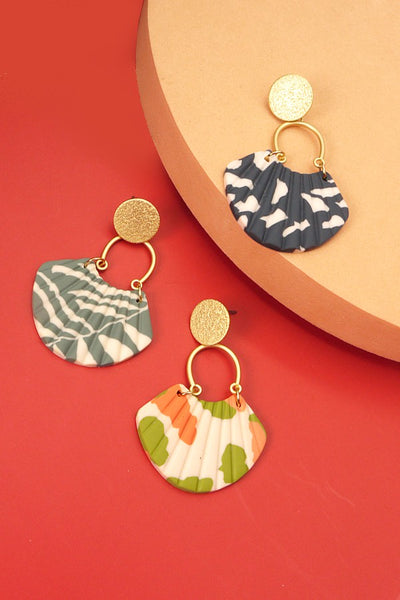 MIXED PRINT DROP POLYMER EARRINGS | 40E227