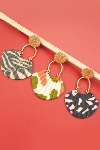 MIXED PRINT DROP POLYMER EARRINGS | 40E227