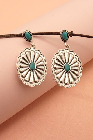 WESTERN OVAL CONCHO DROP EARRINGS | 40E241