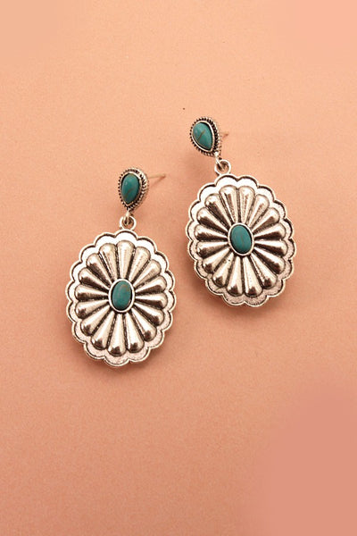 WESTERN OVAL CONCHO DROP EARRINGS | 40E241