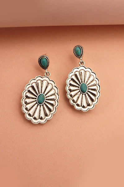 WESTERN OVAL CONCHO DROP EARRINGS | 40E241