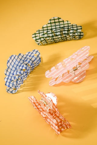 CHECKER CELLULOSE HAIR CLAW CLIPS | 40H468