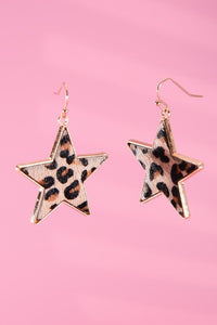 FAUX LEATHER STAR DROP EARRINGS | 40E247