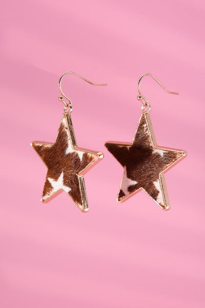 FAUX LEATHER STAR DROP EARRINGS | 40E247