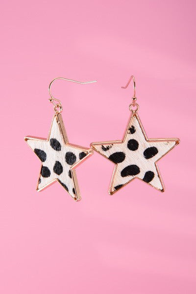 FAUX LEATHER STAR DROP EARRINGS | 40E247