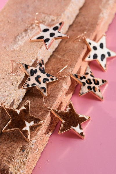 FAUX LEATHER STAR DROP EARRINGS | 40E247