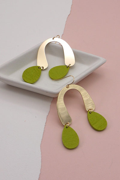 WOOD METAL MIX  GEO SHAPE EARING | 31E23157