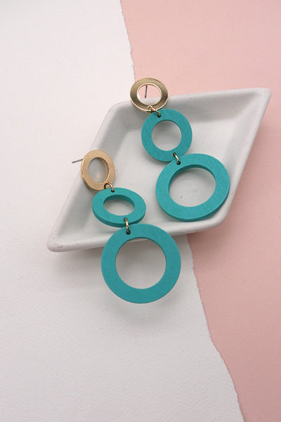 WOOD METAL MIX  GEO SHAPE EARING | 31E23157