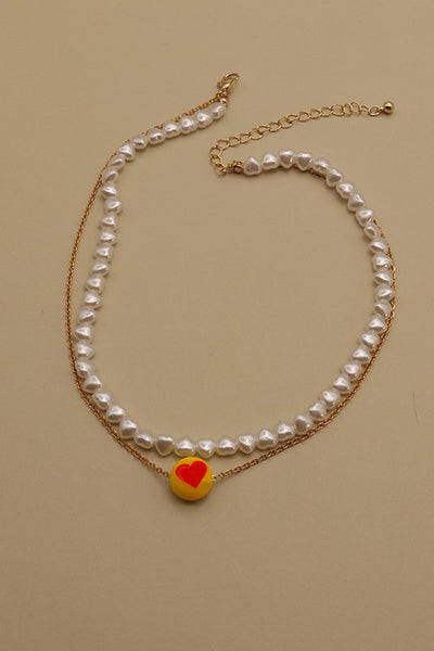 HEART PEARL CHOCKER LAYER NECKLACE | 31N22086