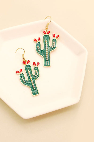 RHINESTONE CACTUS EARRINGS | 31E22500