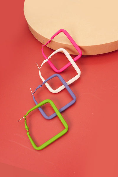 SOLID COLOR SQUARE HOOP EARRINGS | 31E22437