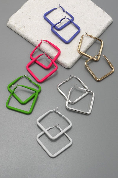 SOLID COLOR SQUARE HOOP EARRINGS | 31E22437