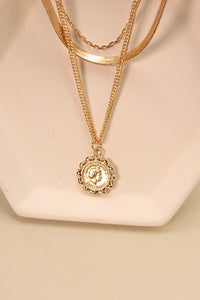 MULTI LAYER SNAKE CHAIN COIN DROP NECKLACE | 31N2223