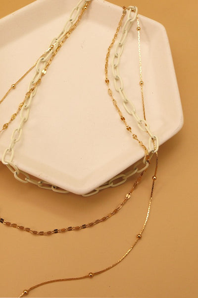 COLOR CHAIN MULTI LAYER NECKLACE | 25N456