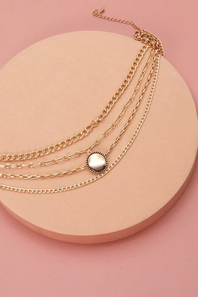 ROUND CHARM PENDNAT MULTI LAYER NECKLACE | 31N22185