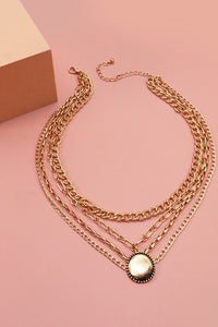 ROUND CHARM PENDNAT MULTI LAYER NECKLACE | 31N22185