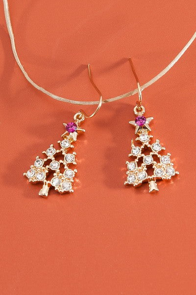 RHINESTONE X-MAS TREE EARRINGS | 31E22552