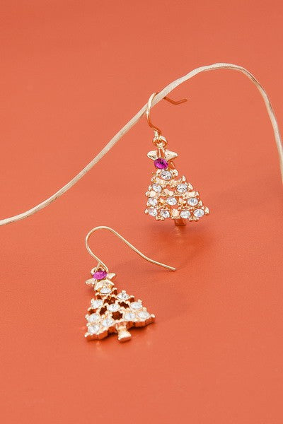 RHINESTONE X-MAS TREE EARRINGS | 31E22552