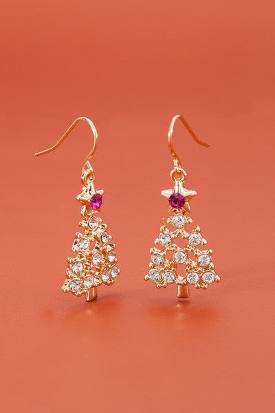 RHINESTONE X-MAS TREE EARRINGS | 31E22552