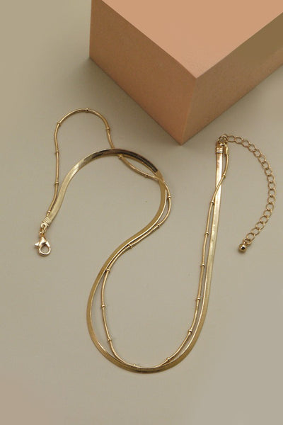 DOUBLE SNAKE CHAIN LAYER NECKLACE | 25N474