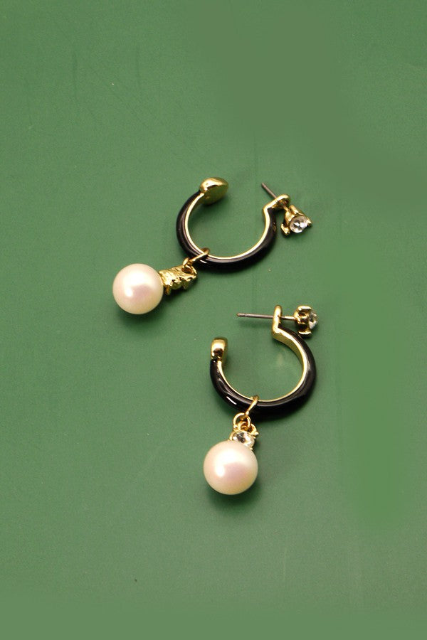 PEARL HOOP DROP EARRINGS | 51E2062561