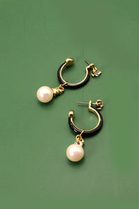 PEARL HOOP DROP EARRINGS | 51E2062561