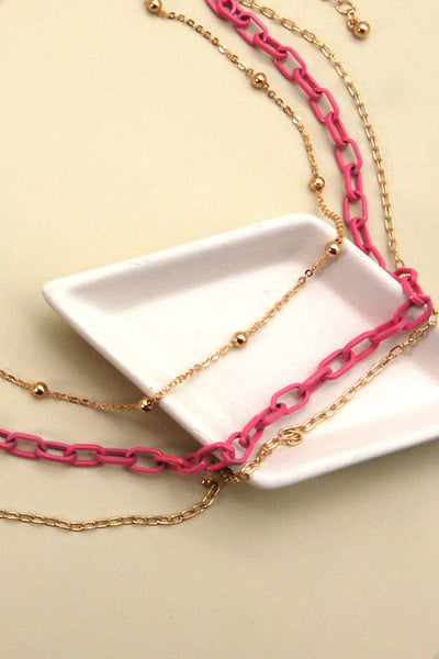 COLOR CHAIN MULTI LAYER NECKLACE | 25N464