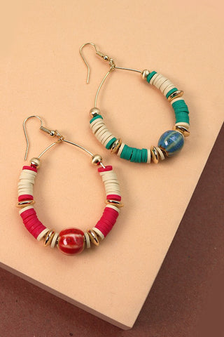 HEISHI DISC BEAD STONE DROP EARRINGS | 52E2070901